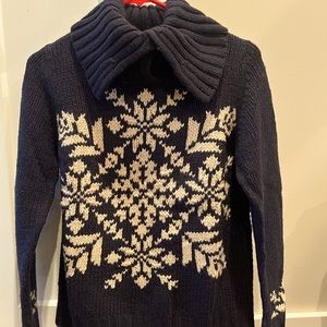 Black/Tan Eddie Bauer Wool Sweater, Size Petite Small